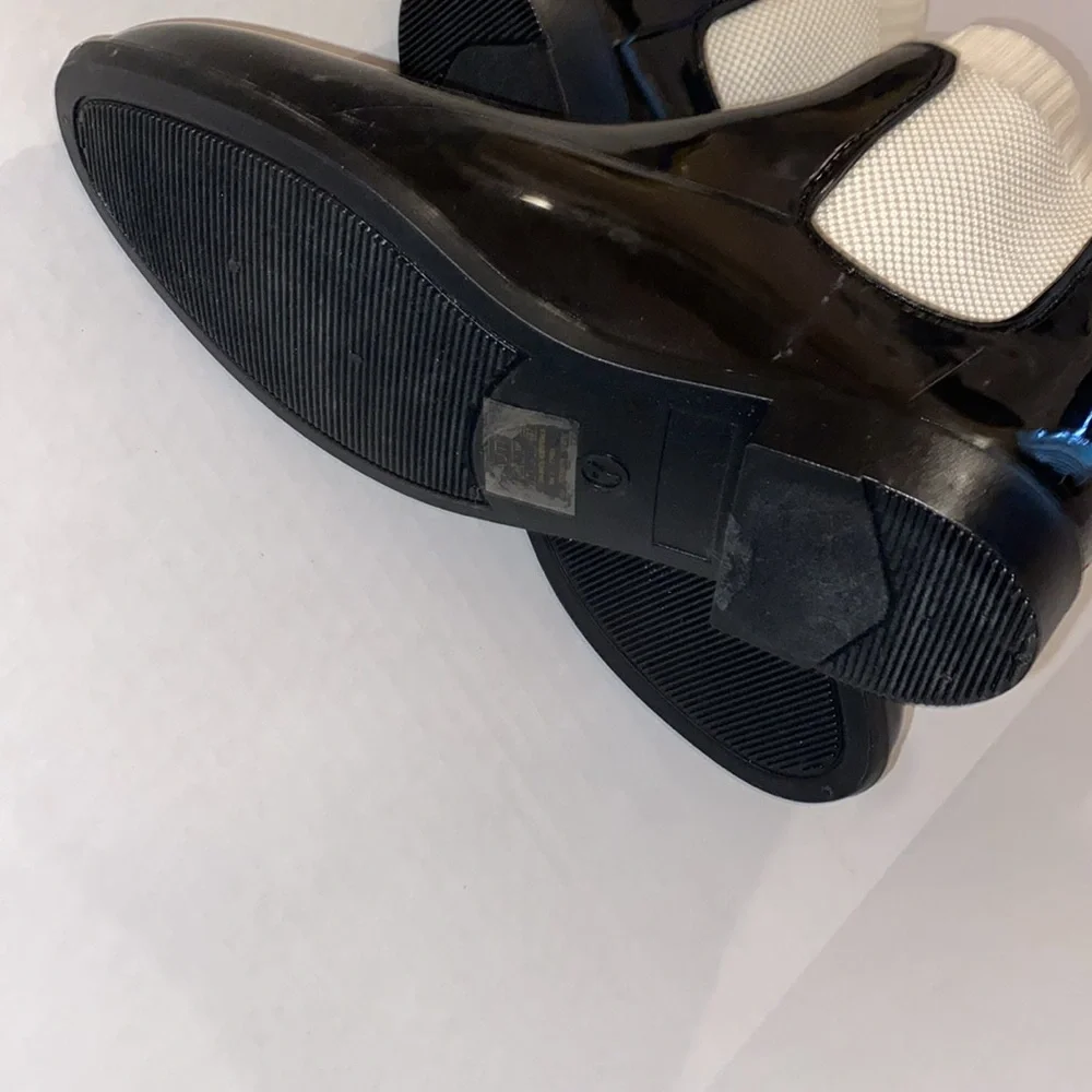 Nautica Women’s Black Rain Boots with Red White & Blue Logo on each Boot Size 7